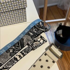 2 Snakeskin Pattern Belt and 1 Cream Textured Belt